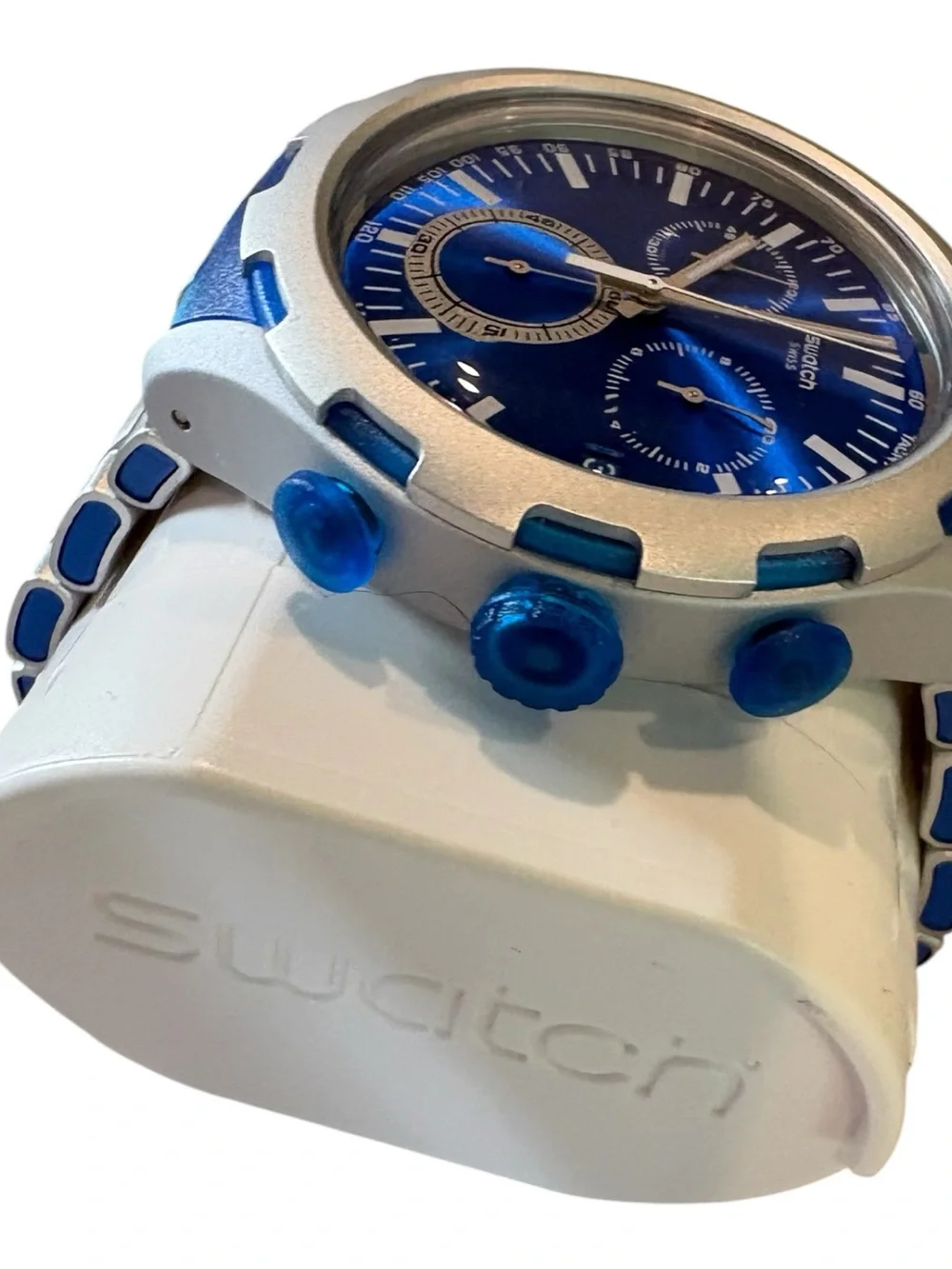 Swatch - Endless Energy Chronograph Men's Watch. Blue and Silver. New